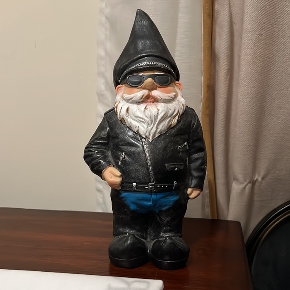 Vintage HARLEY DAVIDSON Biker Gnome  Motorcycle Leather Man Cave Decor - Picture 3 of 16